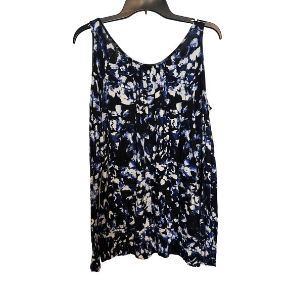 Thalia Sodi Sleeveless Womens Top Large Blue & Black Abstract Print - Picture 2 of 6